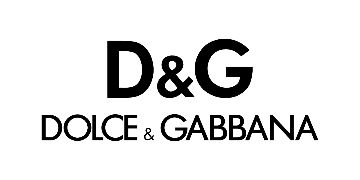 Schwarzes Logo von D&G Dolce & Gabbana auf weißem Hintergrund.