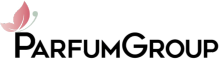 Auf dem Bild ist das ParfumGroup Logo zu erkennen. Eine pinke Schmetterling, die auf dem Namen ParfumGroup gelandet ist.