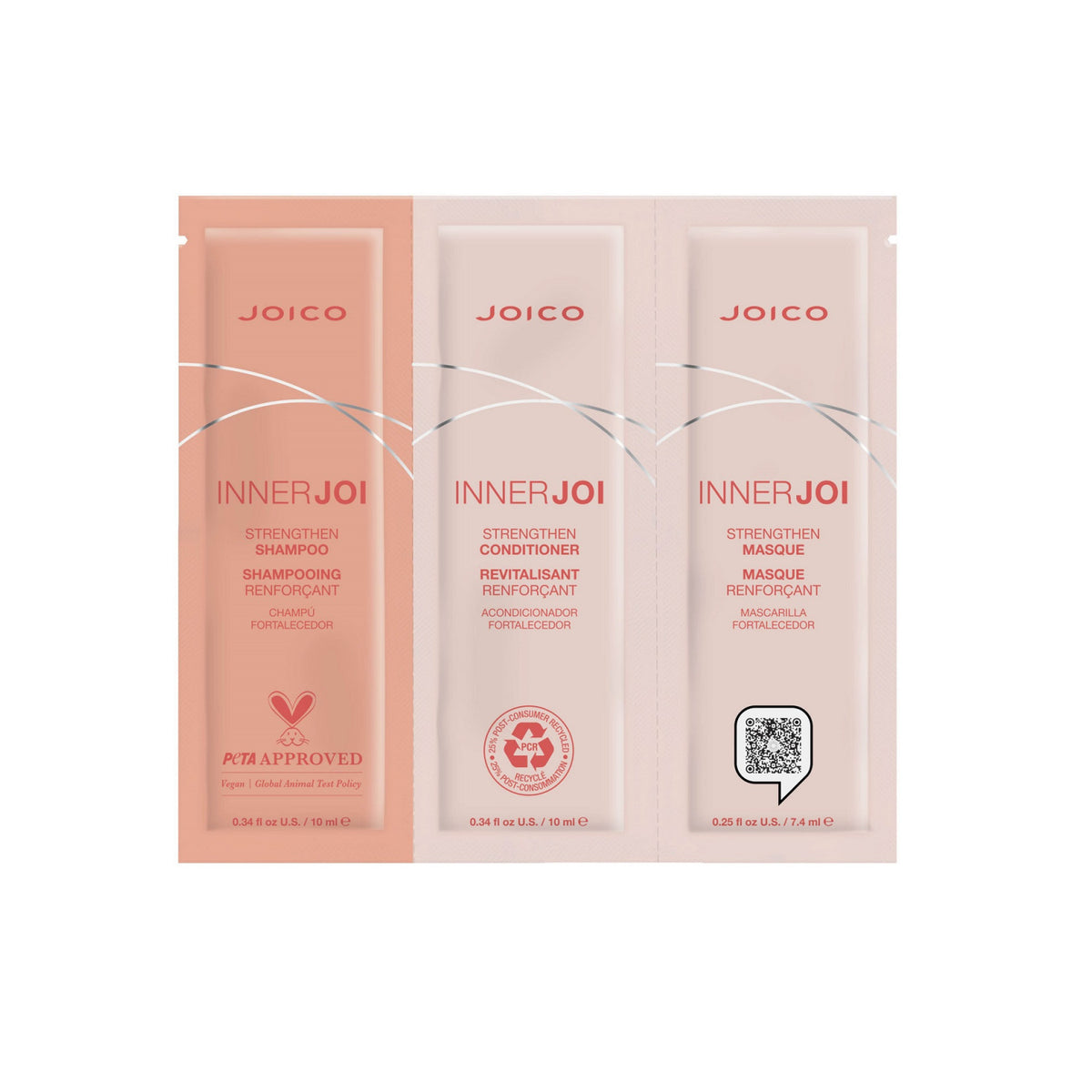 JOICO InnerJoi Strengthen Trio Haarpflegeset Set 10 ml Shampoo + 10 ml Conditioner + 7.4 ml Masque
