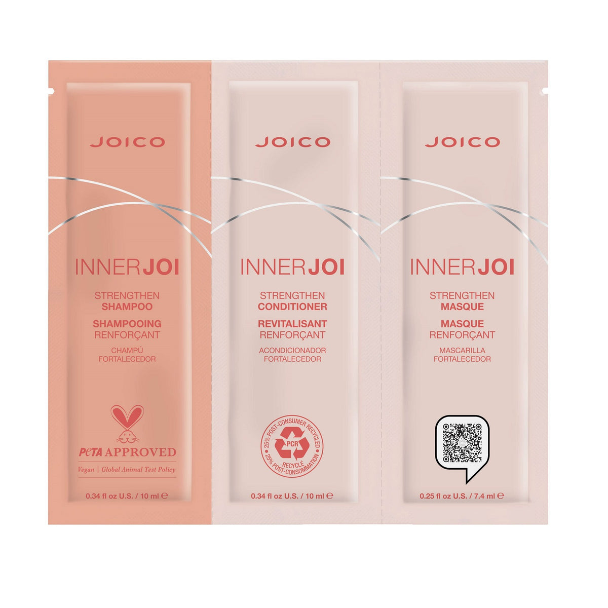 JOICO InnerJoi Strengthen Trio Haarpflegeset Set 10 ml Shampoo + 10 ml Conditioner + 7.4 ml Masque