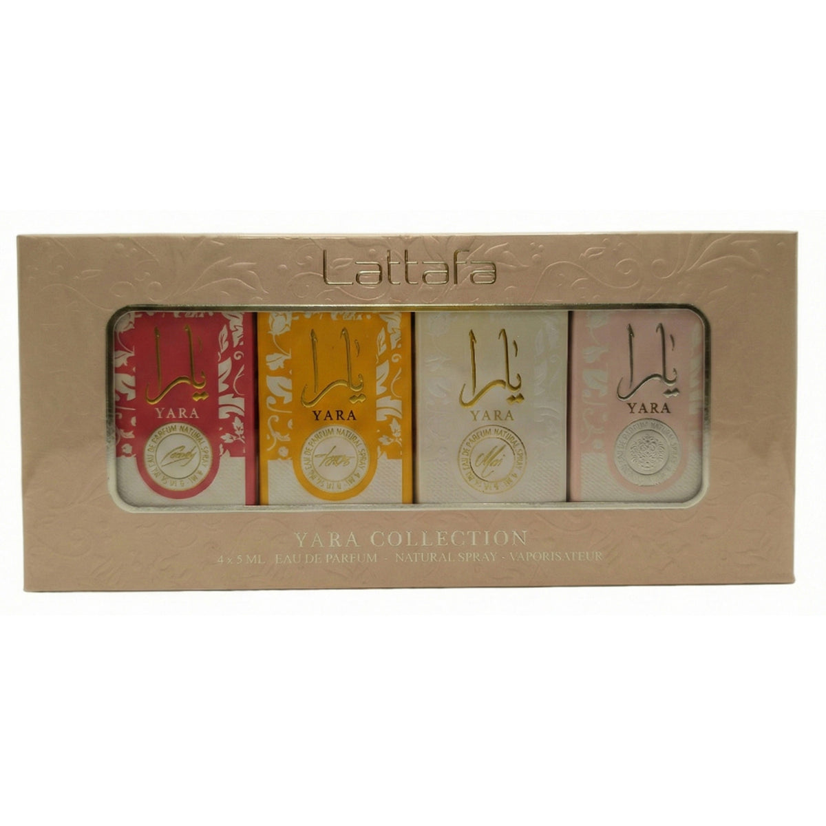 Lattafa Yara Miniature EDP Geschenkset Set 5 ml Yara + 5 ml Yara Moi + 5 ml Yara Tous + 5 ml Yara Candy