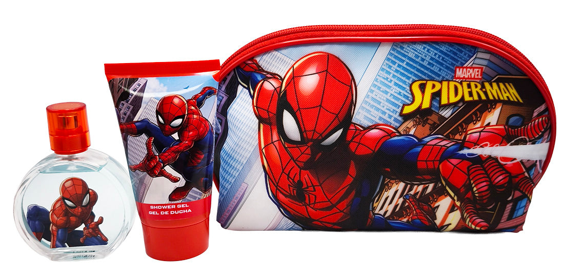 Marvel Spiderman EDT Geschenkset Set 50 ml + 100 ml Duschgel + 1 Stk. Kosmetiktasche