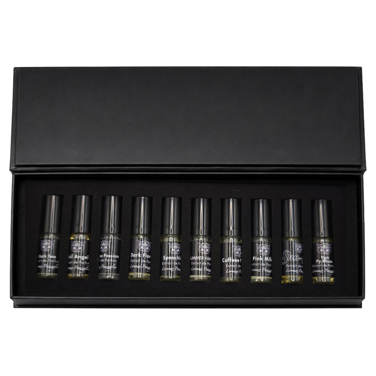 Lorenzo Pazzaglia Discovery Extrait de Parfum Geschenkset Set 1 ml Evil Angel + 1 ml Van Py Rhum + 1 ml Extreme Passion + 1 ml Esco Pazzo + 1 ml Van Exstasyx + 1 ml Black Sea + 1 ml Summer Hammer + 1 ml Sun-Gria