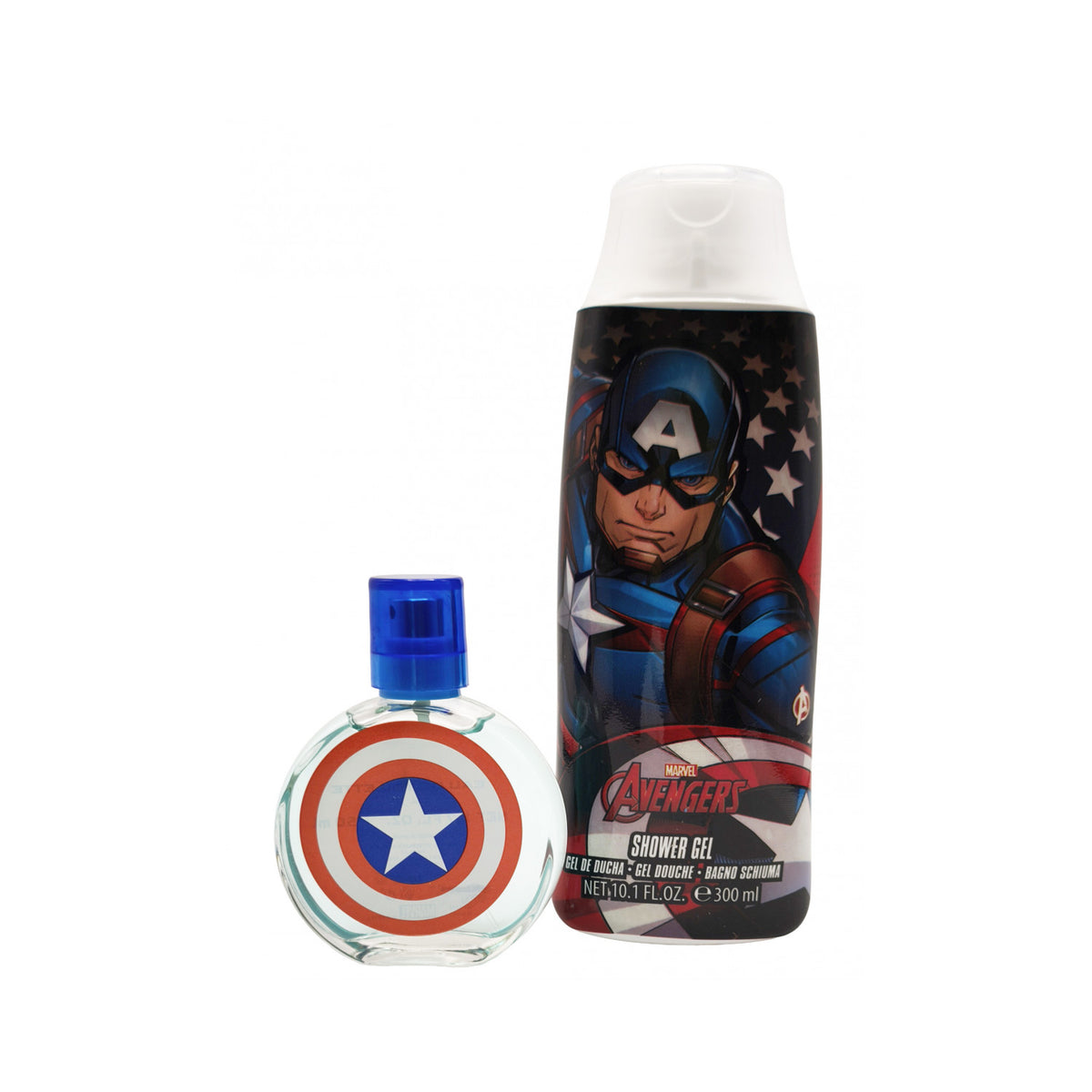 Marvel Captain America EDT Geschenkset Set 50 ml + 300 ml Duschgel + 1 Stk. Kinderrucksack