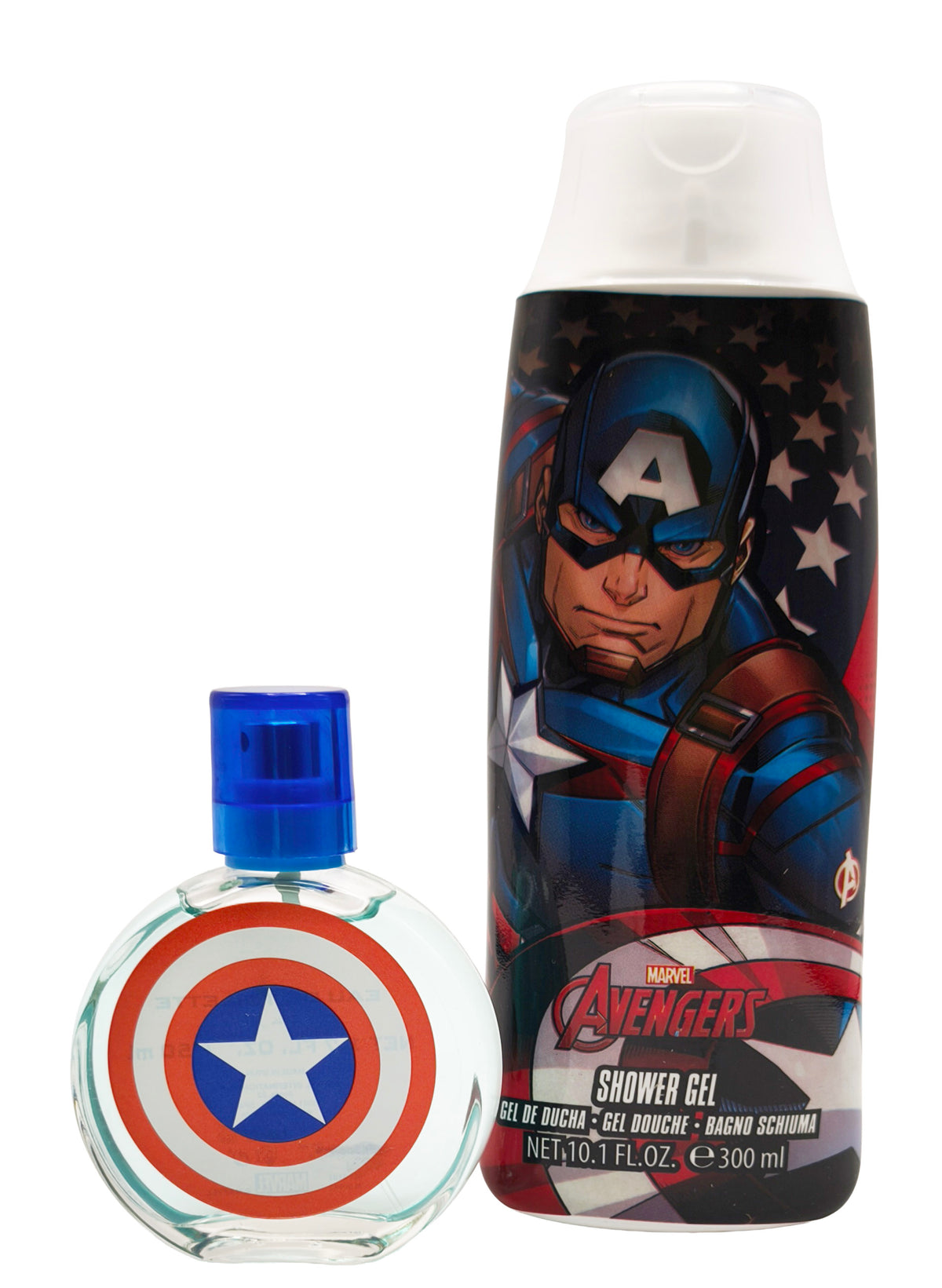 Marvel Captain America EDT Geschenkset Set 50 ml + 300 ml Duschgel + 1 Stk. Kinderrucksack