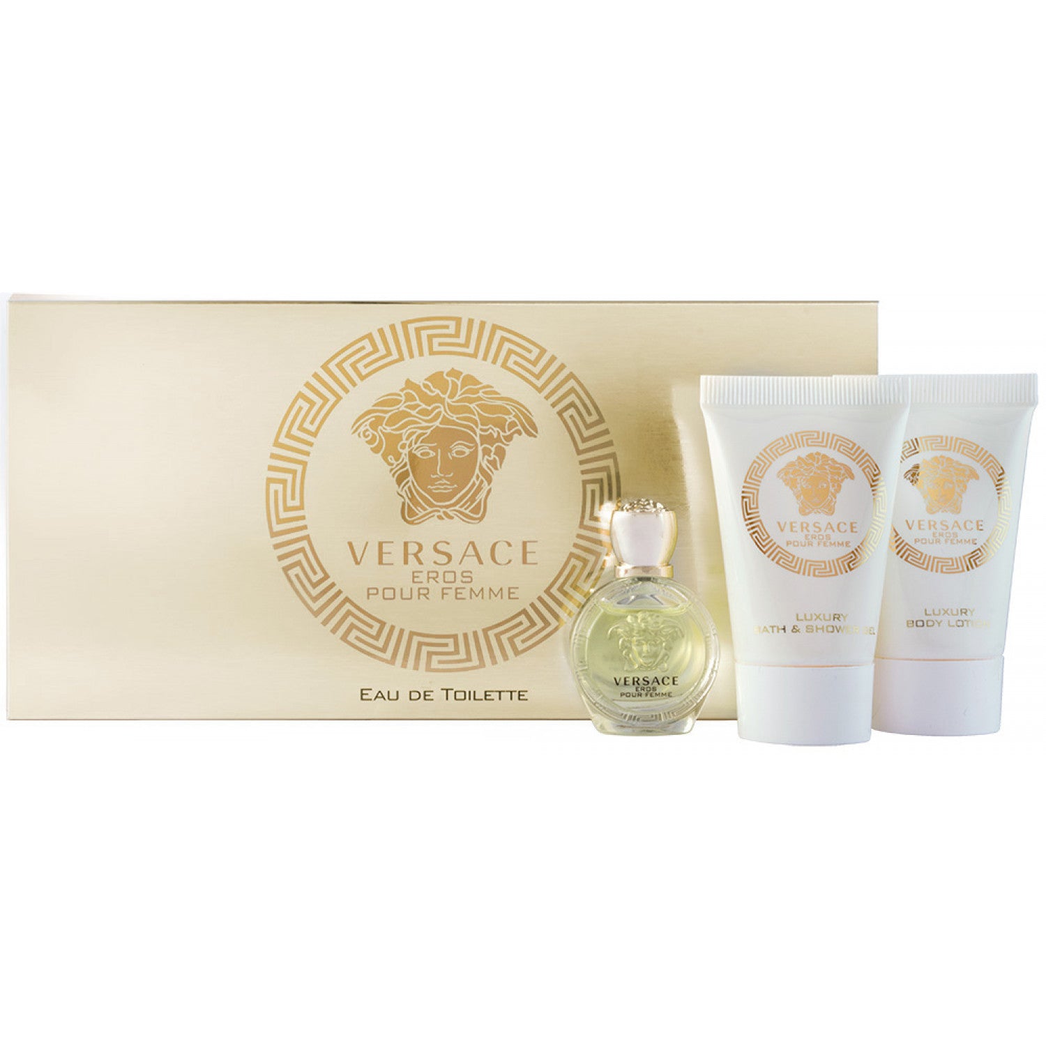 Versace Eros Pour Femme EDT Geschenkset EDT 5 ml + 25 ml Körperlotion + 25 ml Duschgel
