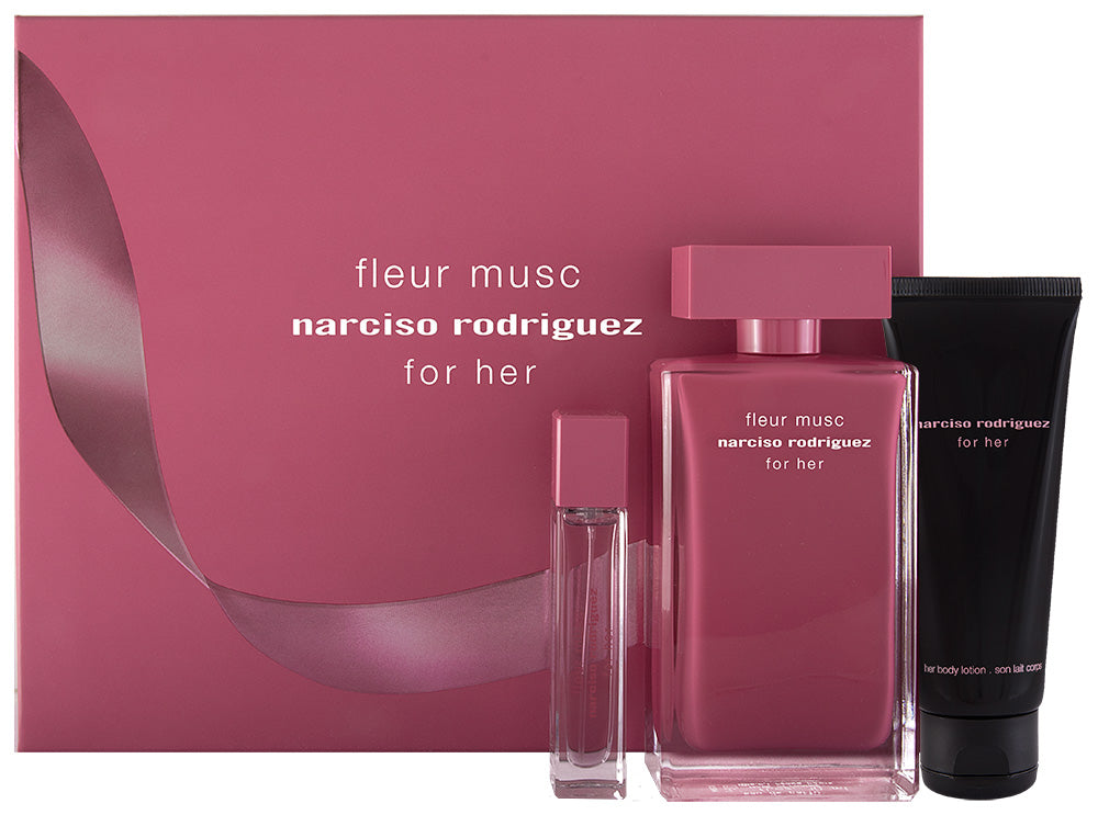 Narciso Rodriguez For Her Fleur Musc EDP Geschenkset EDP 100 ml + 75 ml KörperLotion + EDP 10 ml