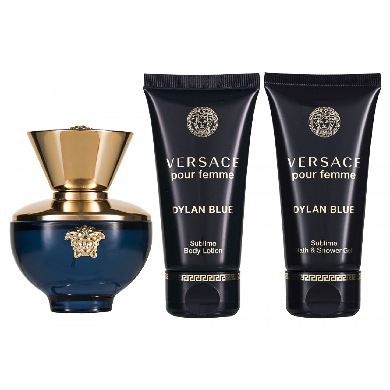 Versace Dylan Blue Pour Femme Eau de Parfum Set 100 ml + 100 ml Duschgel + 100 ml Körperlotion + Tasche