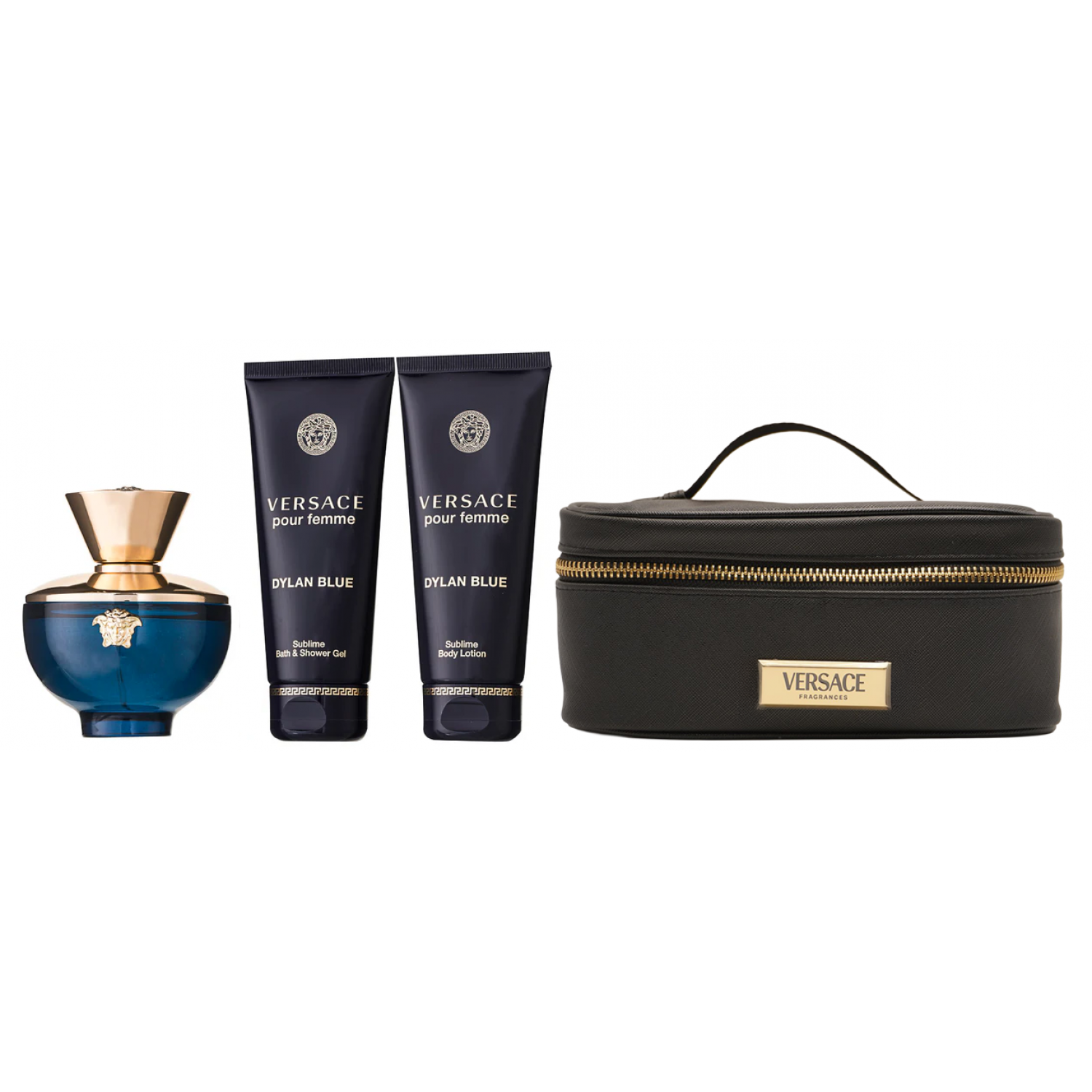 Versace Dylan Blue Pour Femme Eau de Parfum Set 100 ml + 100 ml Duschgel + 100 ml Körperlotion + Tasche