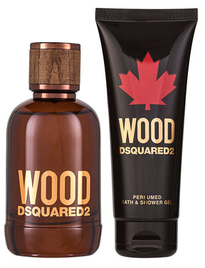 Dsquared2 Wood Pour Homme Eau de Toilette Set 100 ml + 100 ml Duschgel + Schlüsselanhänger
