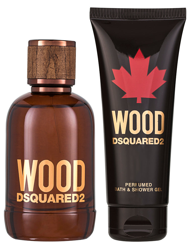 Dsquared2 Wood Pour Homme Eau de Toilette Set 100 ml + 100 ml Duschgel + Schlüsselanhänger