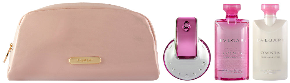 Bvlgari Omnia Pink Sapphire EDT Geschenkset  EDT 65 ml + 75 ml Körperlotion + 75 ml Duschgel + Pouch