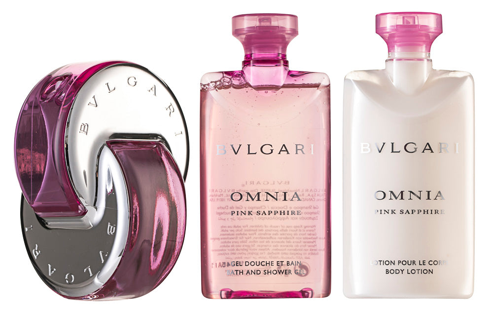 Bvlgari Omnia Pink Sapphire EDT Geschenkset  EDT 65 ml + 75 ml Körperlotion + 75 ml Duschgel + Pouch