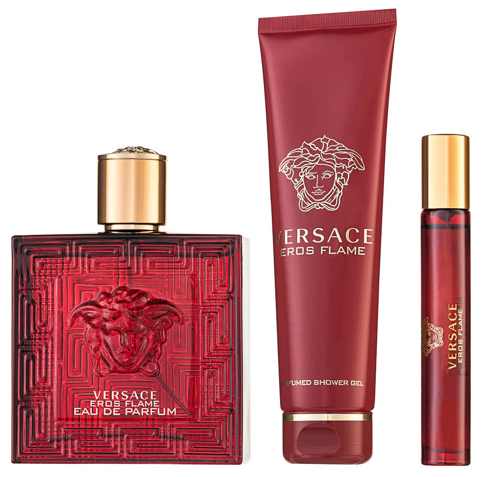 Versace Eros Flame EDP Geschenkset  EDP 100 ml + EDP 10 ml + 150 ml Duschgel