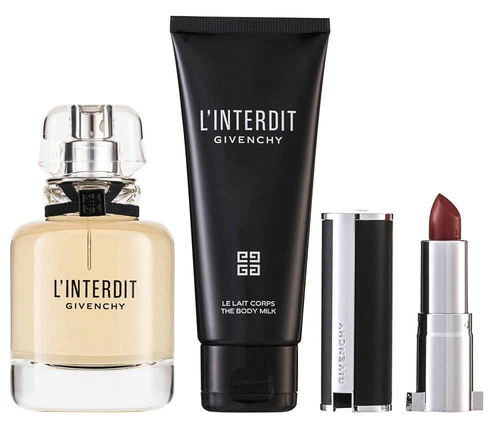 Givenchy L`Interdit Eau de Parfum Set 50 ml + 75 ml Körperlotion + 1.5g Lippenstift