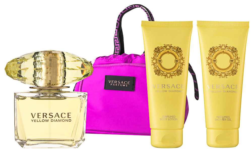 Versace Yellow Diamond EDT Geschenkset EDT 90 ml + 100 ml Duschgel + 100 ml Körperlotion + 1 St. Kosmetiktasche