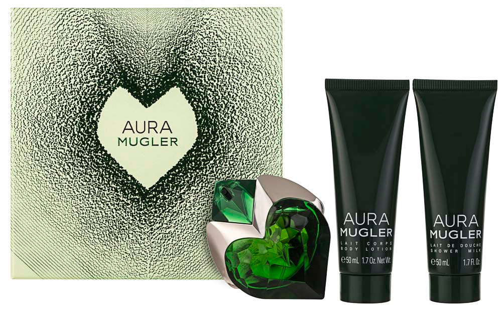 Mugler Aura EDP Geschenkset EDP 30 ml Nahfüllbar + Body Lotion 50 ml + Duschegel 50 ml  