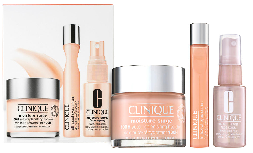 Clinique Moisture Surge 100-Hour Auto-Replenishing Hydrator Set 75 ml Hydrator + 15 ml Eye Serum + 30 ml Face Spray