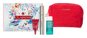 Clarins Supra Volume Mascara Set 8 ml / 01 Intense Black + 3 ml Total Eye Lift + 30 ml Instant Eye Make-Up Remover + Tasche