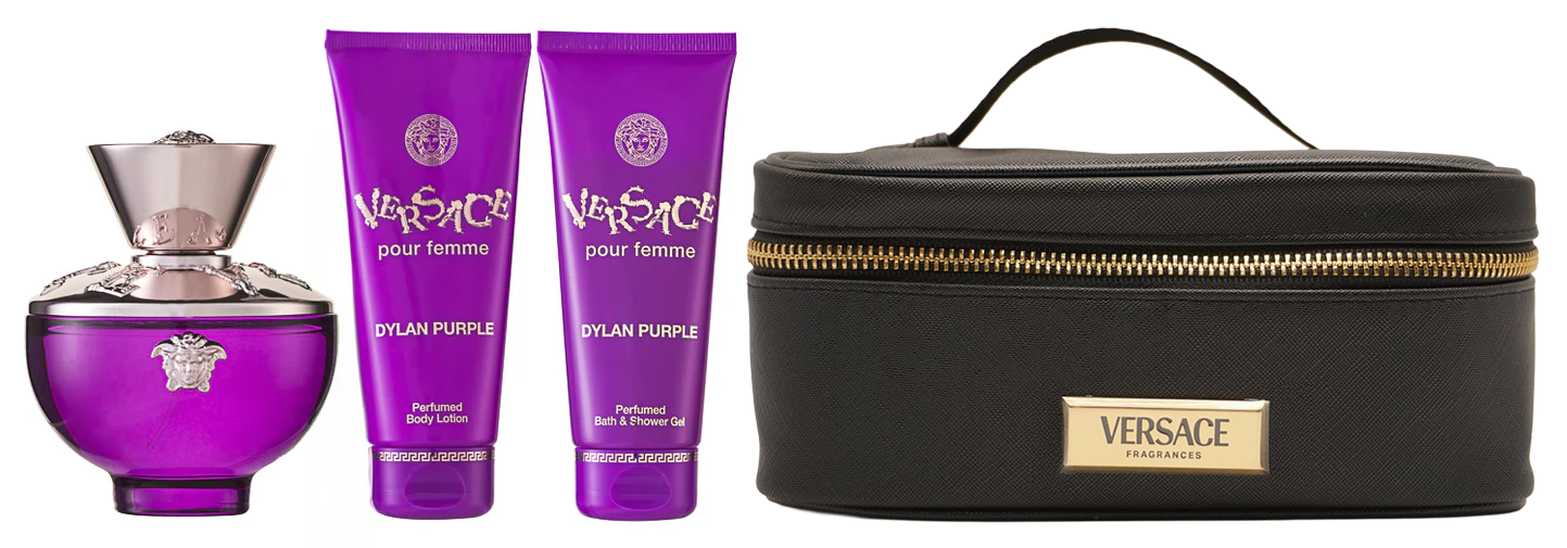 Versace Versace Pour Femme Dylan Purple Eau de Parfum Set 100 ml + 100 ml Körperlotion + 100 ml Duschgel + Tasche