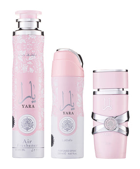 Lattafa Yara Eau de Parfum Set 100 ml + 200 ml Körperspray + 300 ml Air Freshener