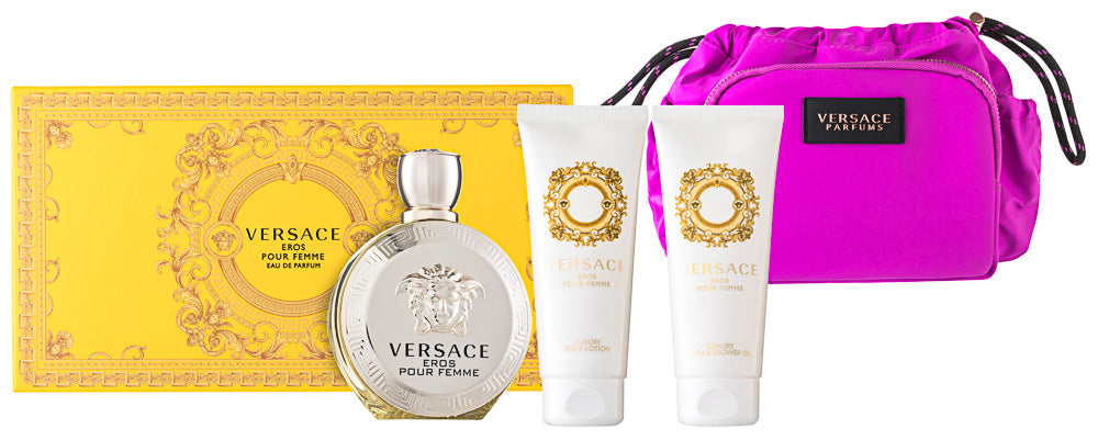 Versace Eros Pour Femme EDP Geschenkset EDP 100 ml + 100 ml Körperlotion + 100 ml Duschgel + Pouch