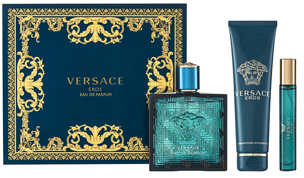 Versace Eros Pour Homme Parfum Geschenkset EDP 100 ml + 150 ml Duschgel + EDP 10 ml