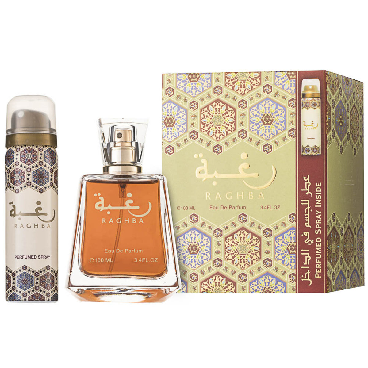 Lattafa Raghba EDP Geschenkset Set 100 ml + 50 ml Deodorant Spray