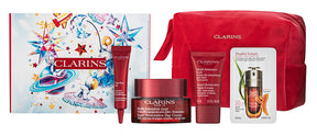 Clarins Super Restorative Tagescreme Set 50 ml Super Restorative Tagescreme + 15 ml Super Restorative Nachtcreme + 7 ml Total Eye Lift Augencreme + Tasche