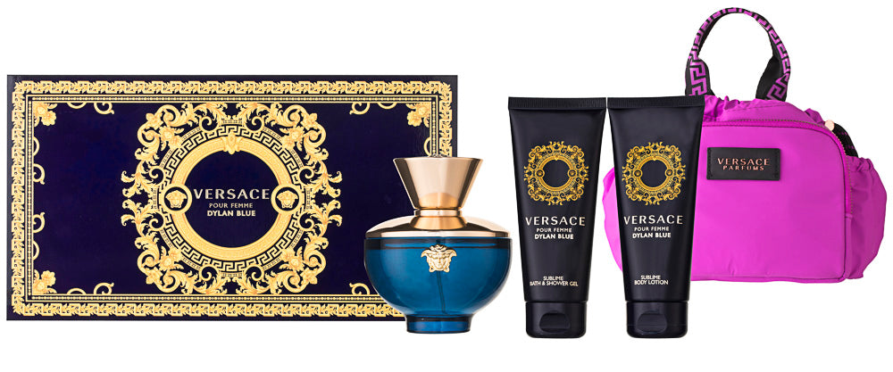 Versace Dylan Blue Pour Femme EDP Geschenkset EDP 100 ml + 100 ml Duschgel +  100 ml Körperlotion + Tasche