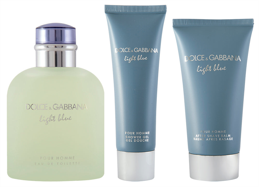 Dolce & Gabbana Light Blue Pour Homme Eau de Toilette Set 125 ml + 75 ml After Shave Balm + 50 ml Duschgel