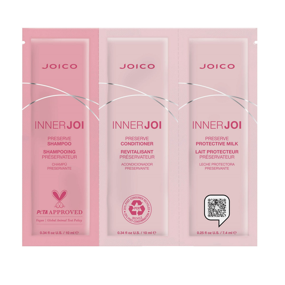 Joico InnerJoi Preserve Trio Haarpflegeset Shampoo 10 ml + Conditioner 10 ml + Protective Milk 7.4 ml