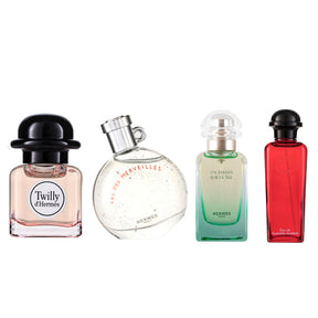 Hermès Coffret Decouverte Miniature Geschenkset EDP 7.5 ml Twilly d'Hermes + EDT 7.5 ml Un Jardin sur le Nil + EDT 7.5 ml Eau des Merveilles + EDC 7.5 ml Eau de Rhubarbe Ecarlate