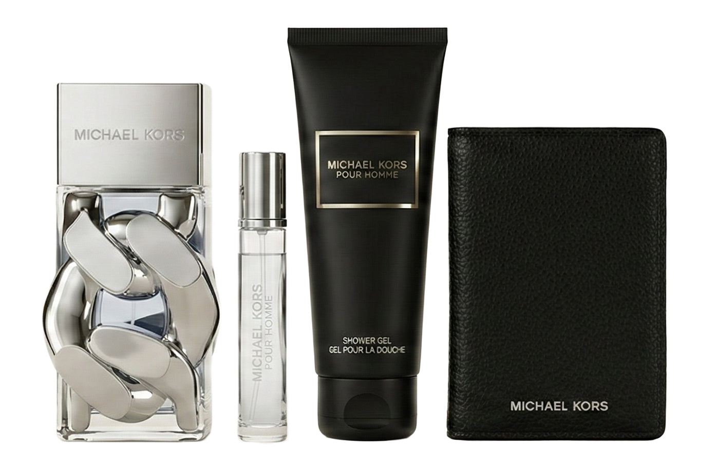 Michael Kors Pour Homme Eau de Parfum Set 100 ml + 100 ml Duschgel + 10 ml + Schwarzes Portemonnaie