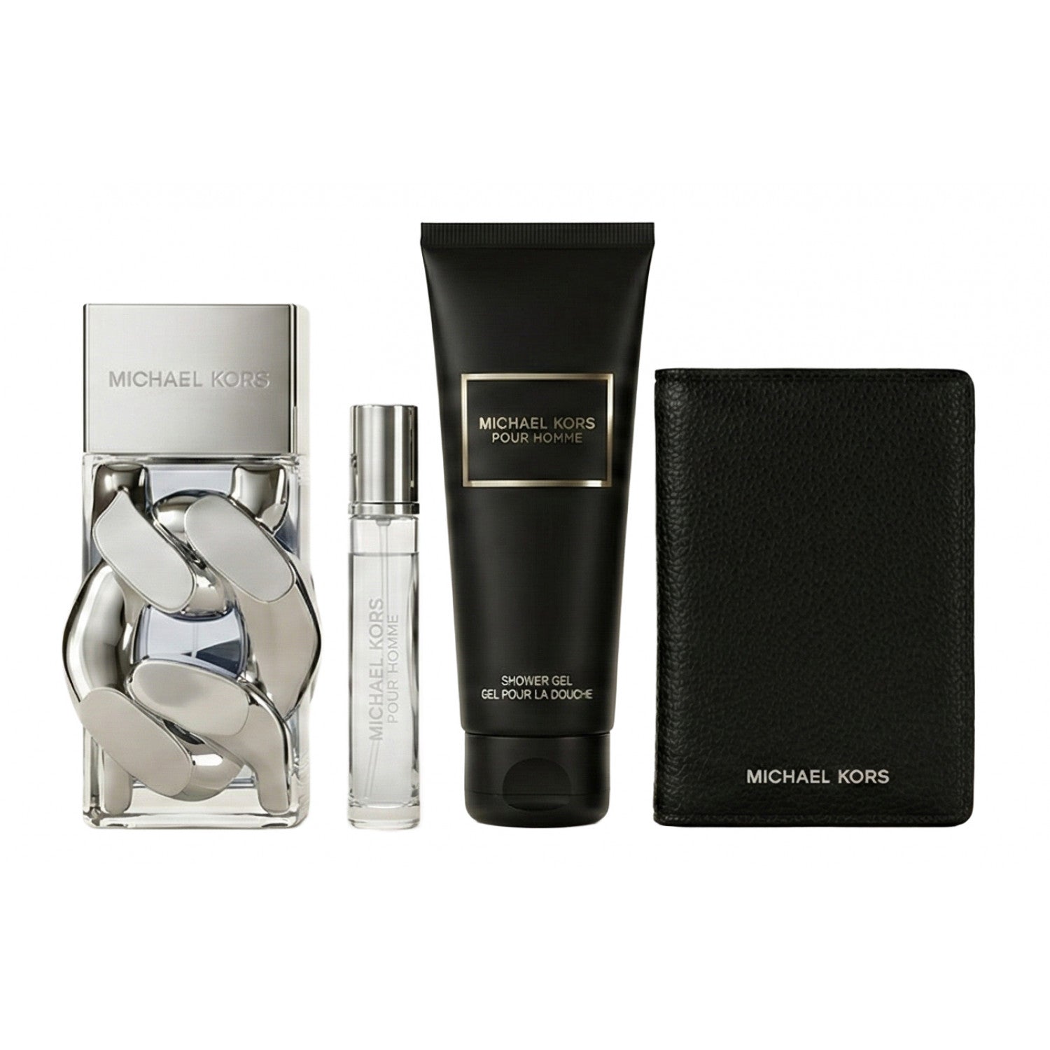 Michael Kors Pour Homme Eau de Parfum Set 100 ml + 100 ml Duschgel + 10 ml + Schwarzes Portemonnaie