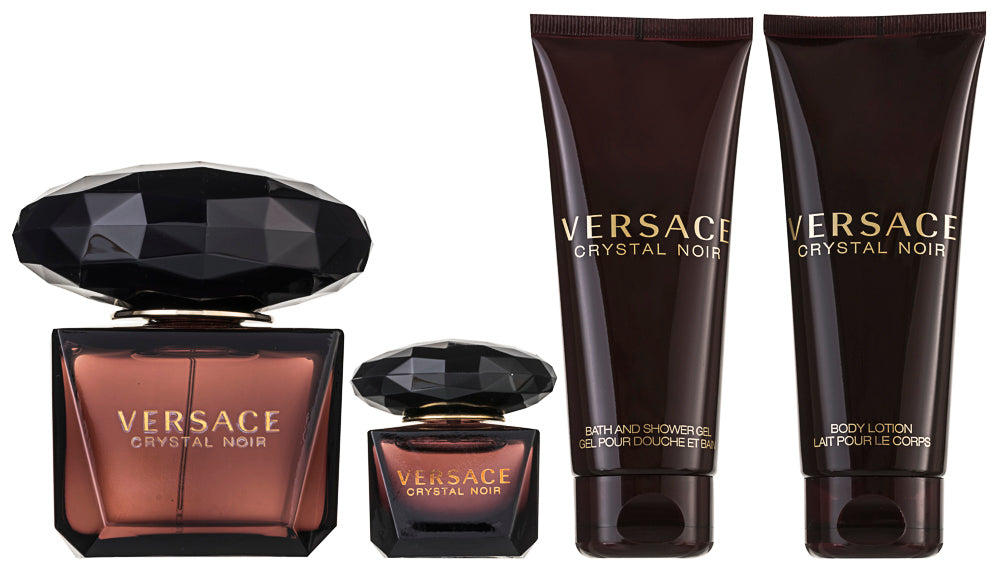 Versace Crystal Noir EDT Geschenkset EDT 90 ml + EDT 5 ml + 100 ml Dushgel + 100 ml Körperlotion