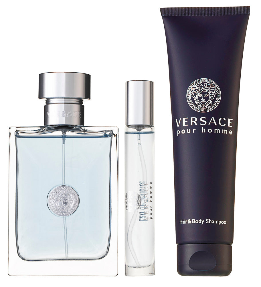 Versace Pour Homme EDT Geschenkset EDT 100 ml + EDT 10 ml + 150 ml Haar & Körper Shampoo