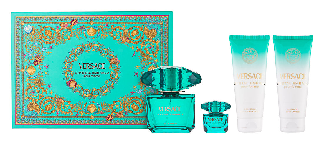 Versace Crystal Emerald Eau de Parfum Set 90 ml + 5 ml + 100 ml Duschgel + 100 ml Körperlotion