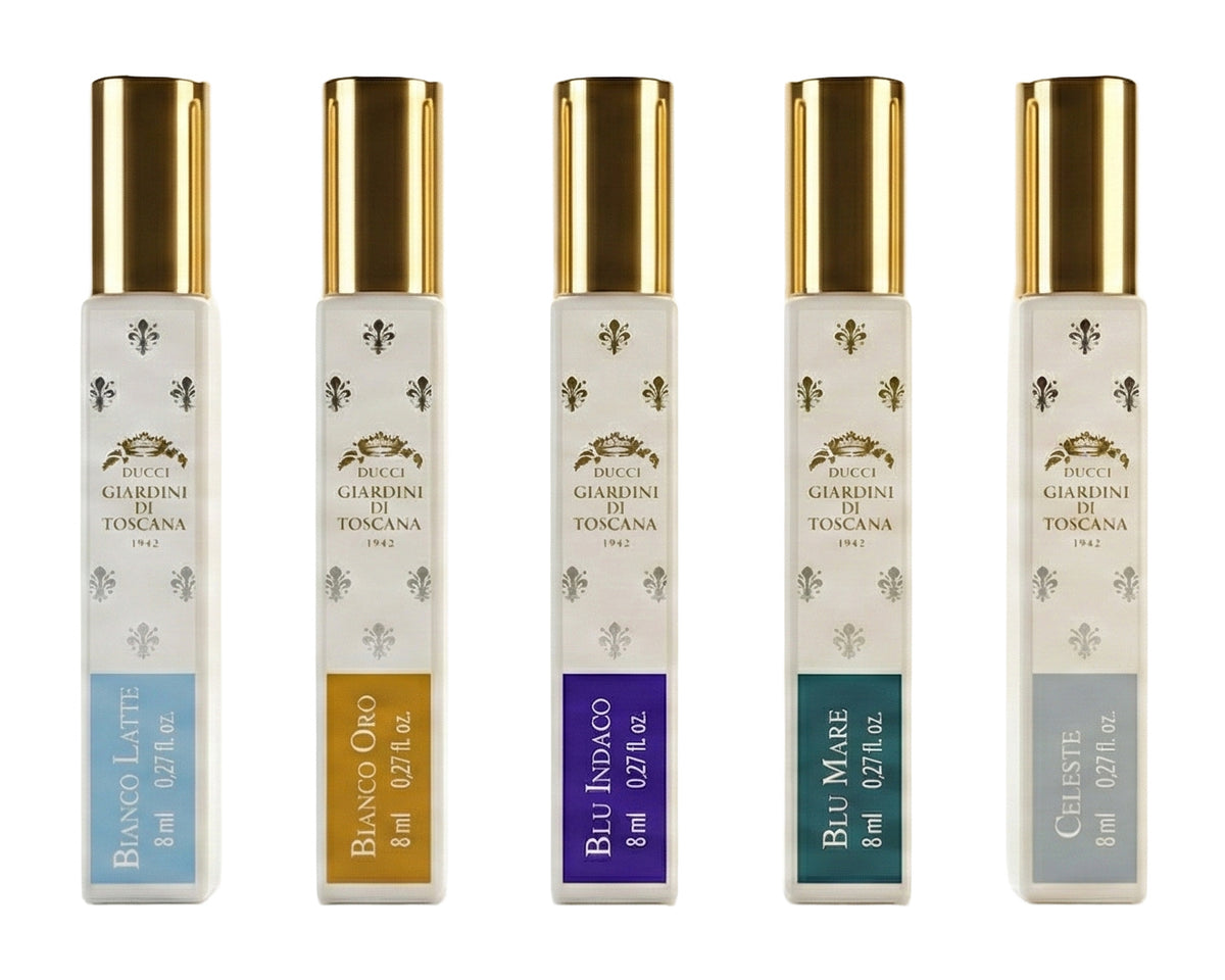 Giardini di Toscana Layering Kit Miniature EDP Geschenkset Set 8 ml Bianco Latte + 8 ml Bianco Oro + 8 ml Blu Indaco + 8 ml Blu Mare + 8 ml Celeste