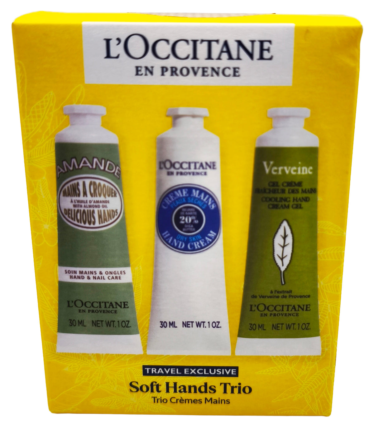L`Occitane Soft Hands Trio Körperpflege-Set 30ml Verbena Handcreme + 30ml 20% Sheabutter Handcreme + 30ml Almond Handcreme 