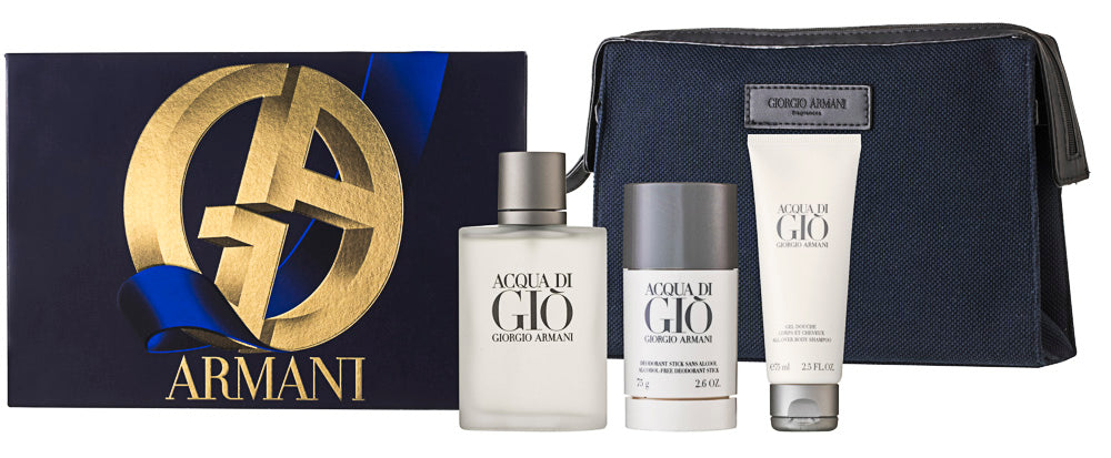 Giorgio Armani Acqua di Gio Eau de Toilette Set 100 ml + 75 ml Duschgel  + 75 ml Deodorant Stick + Tasche