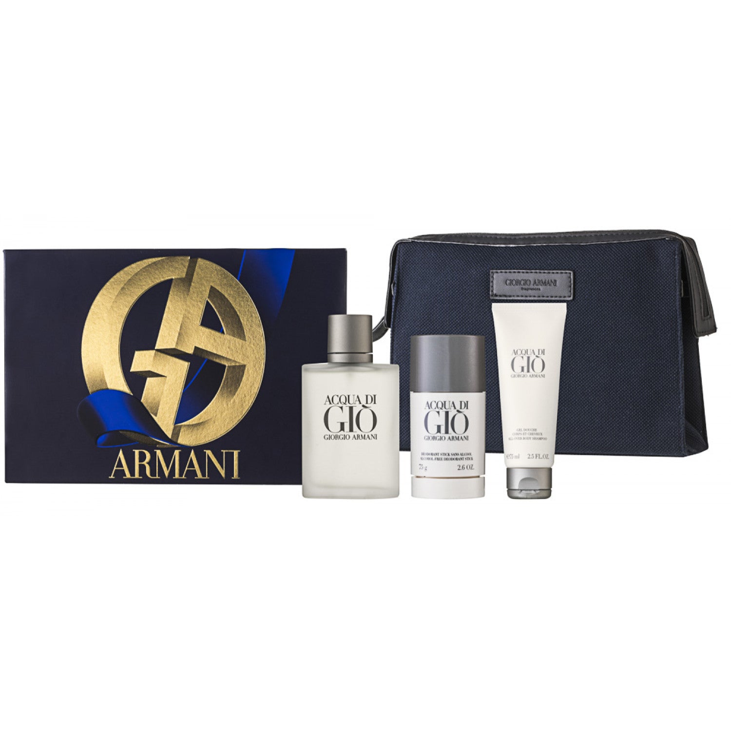 Giorgio Armani Acqua di Gio Eau de Toilette Set 100 ml + 75 ml Duschgel  + 75 ml Deodorant Stick + Tasche