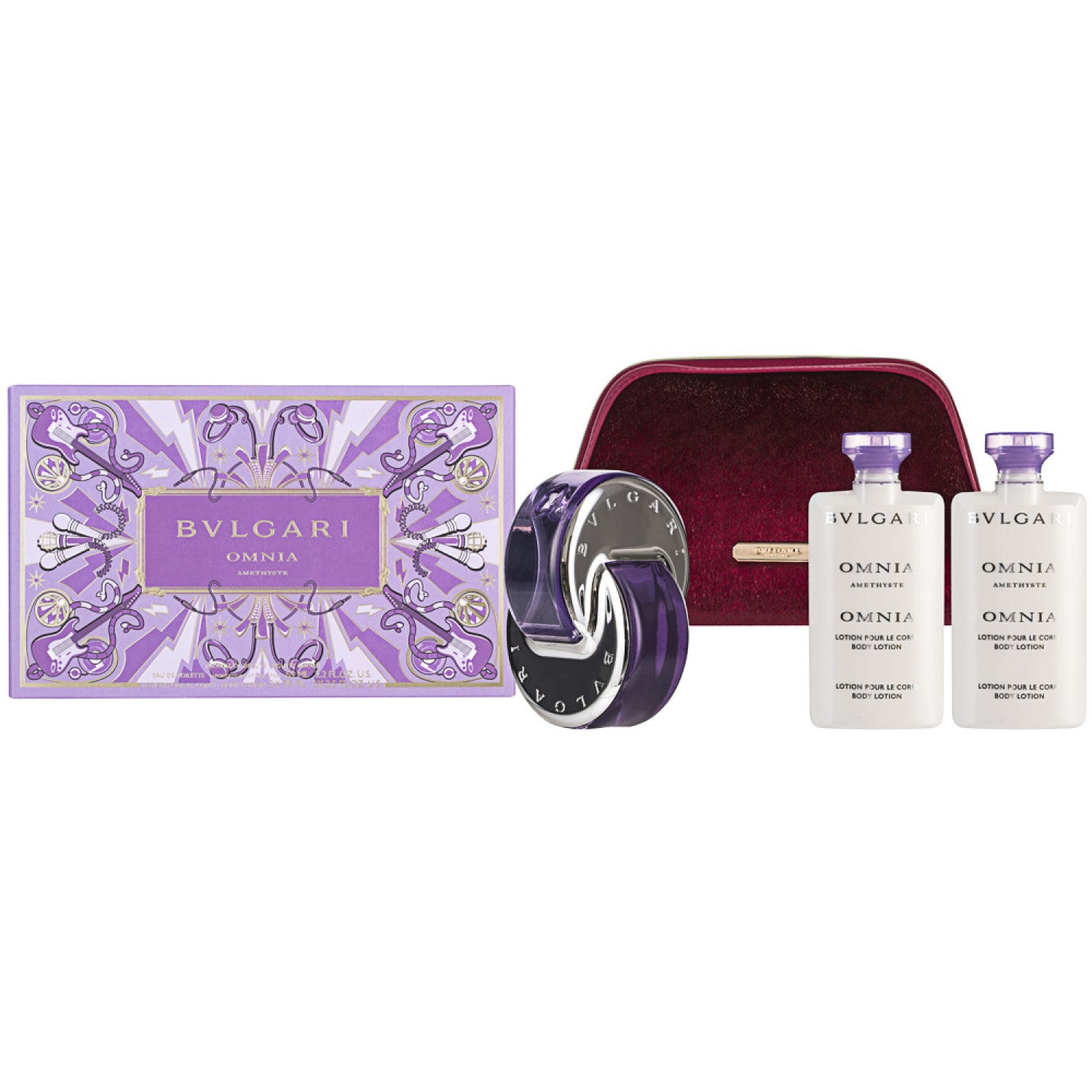 Bvlgari Omnia Amethyste Eau de Toilette Set 65 ml + 2x75 ml Körperlotion + Tasche