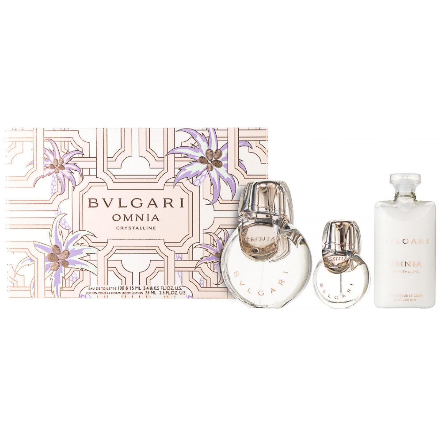 Bvlgari Omnia Crystalline Eau de Toilette Set 100 ml + EDT 15 ml + 75 ml Körperlotion