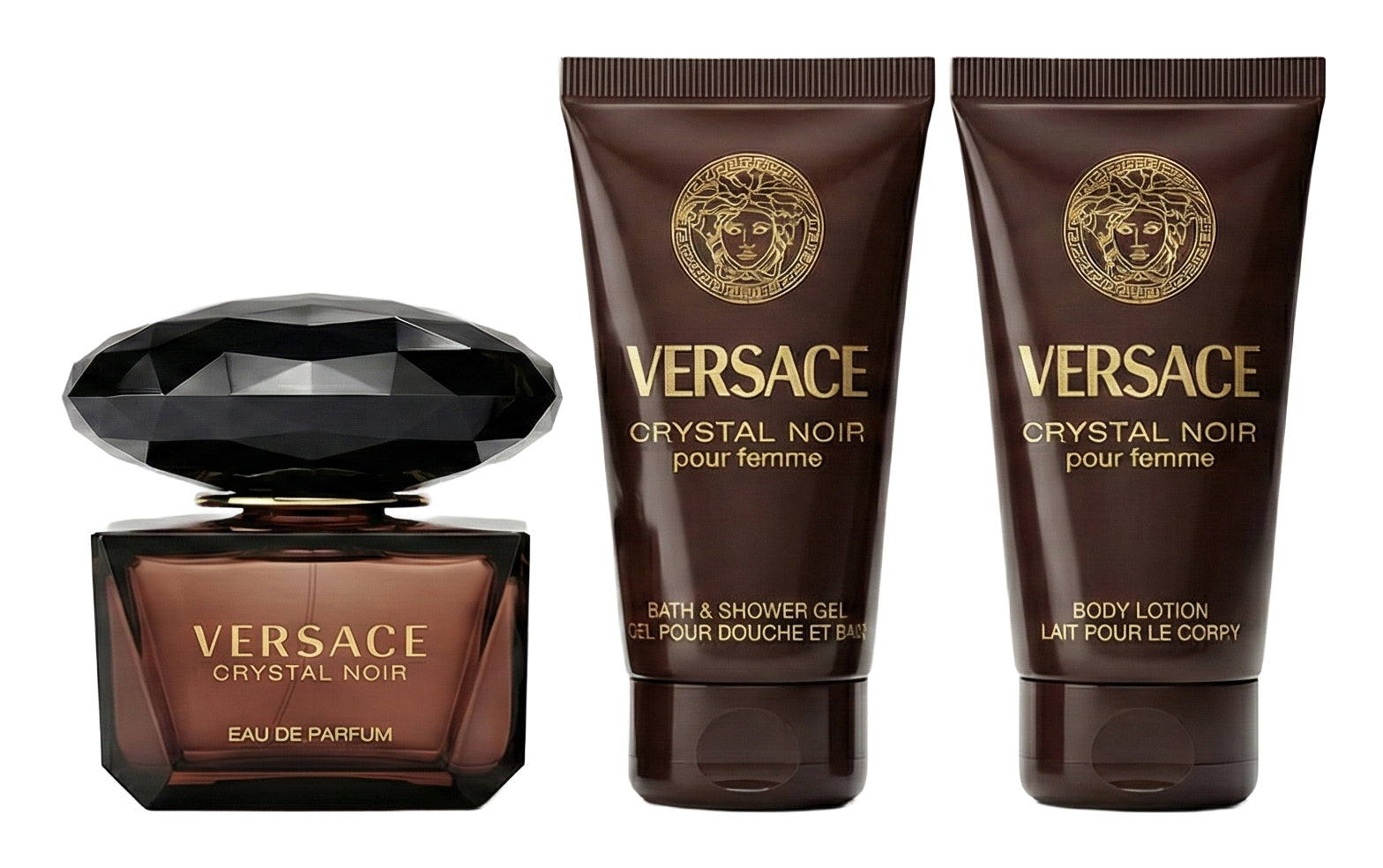 Versace Crystal Noir Eau de Parfum Set 90 ml + 100 ml Dushgel + 100 ml Körperlotion + Tasche