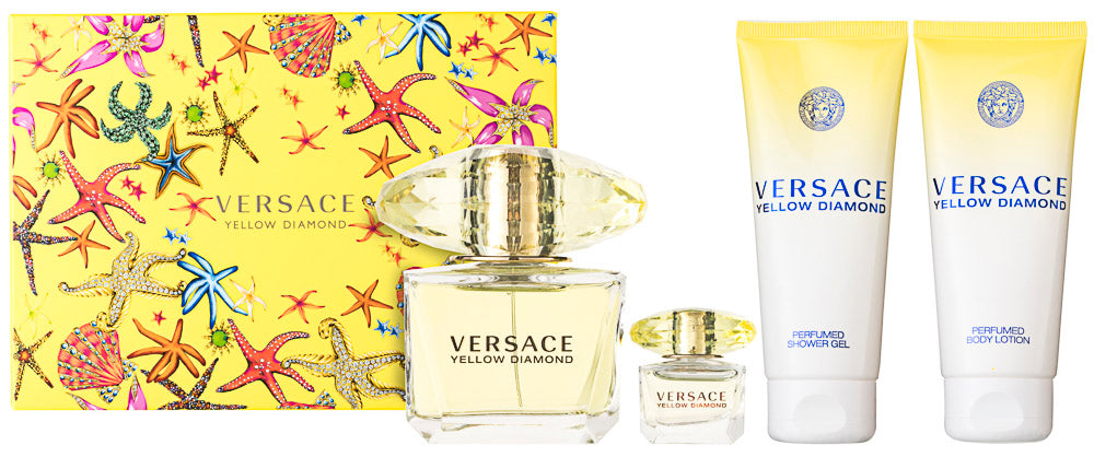 Versace Yellow Diamond Eau de Toilette Set 90 ml + 5 ml + 100 ml Körperlotion + 100 ml Duschgel 