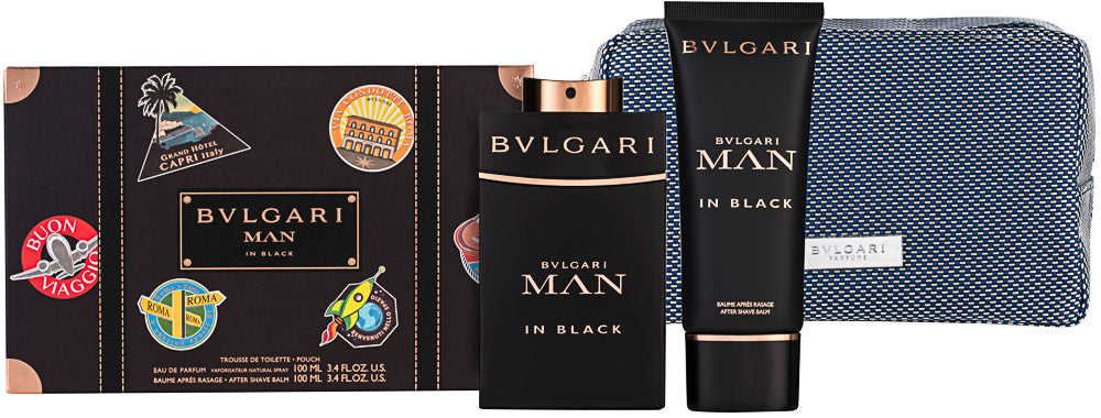 Bvlgari Man In Black Eau de Parfum Set 100 ml + 100 ml Aftershave Balm + Tasche