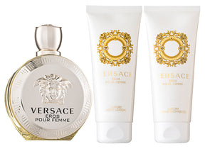 Versace Eros Pour Femme Eau de Parfum Set 100 ml + 100 ml Körperlotion + 100 ml Duschgel + Tasche