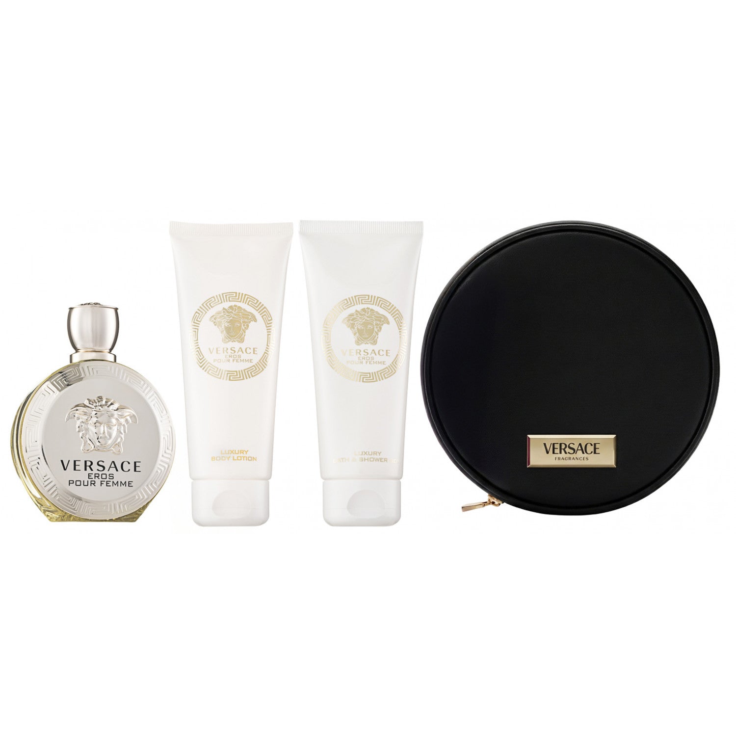 Versace Eros Pour Femme Eau de Parfum Set 100 ml + 100 ml Körperlotion + 100 ml Duschgel + Tasche