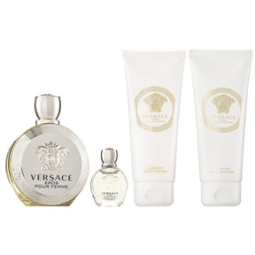Versace Eros Pour Femme Eau de Parfum Set 100 ml + 5 ml + 100 ml Körperlotion + 100 ml Duschgel